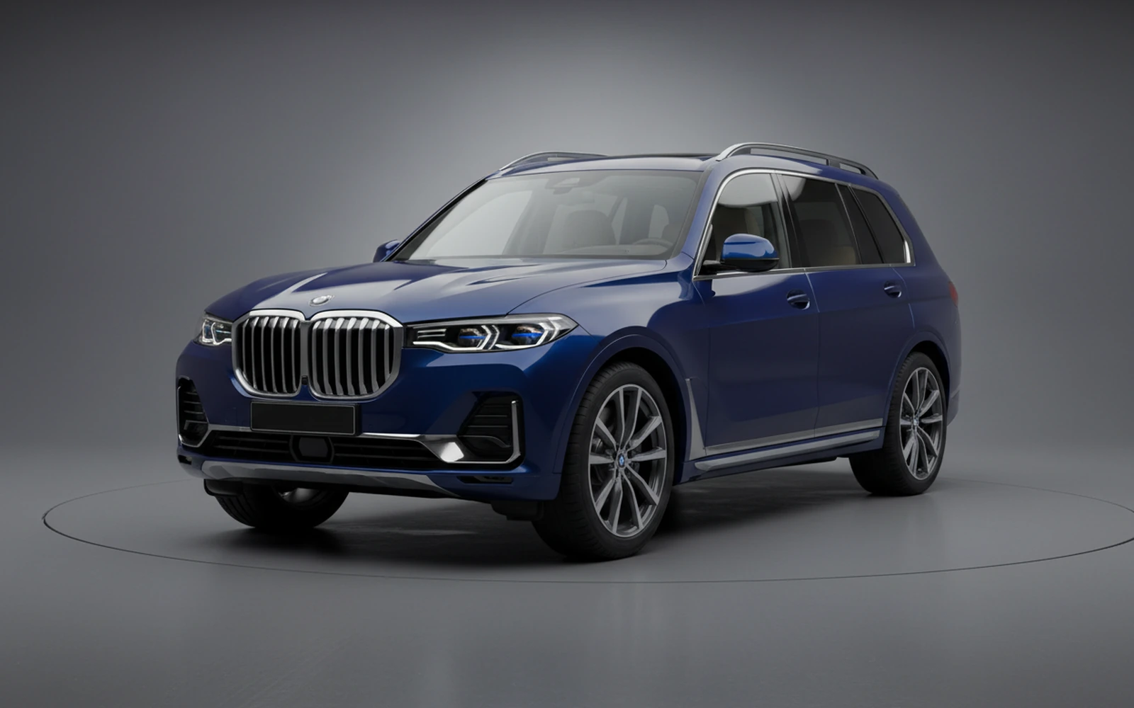 BMW X7 Dark Blue 2022 for rent in Miami — exterior front view