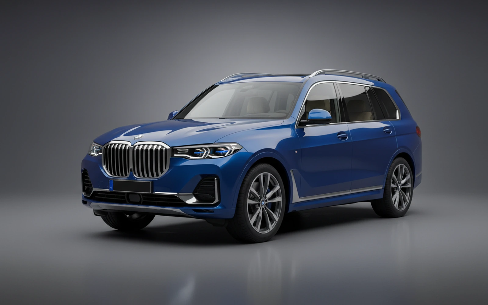 BMW X7 xDrive40i Blue 2024 for rent in Miami — exterior front view