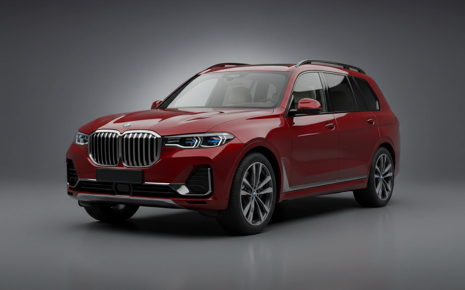 BMW X7 xDrive40i Rojo 2025 for rent in Miami — exterior front view