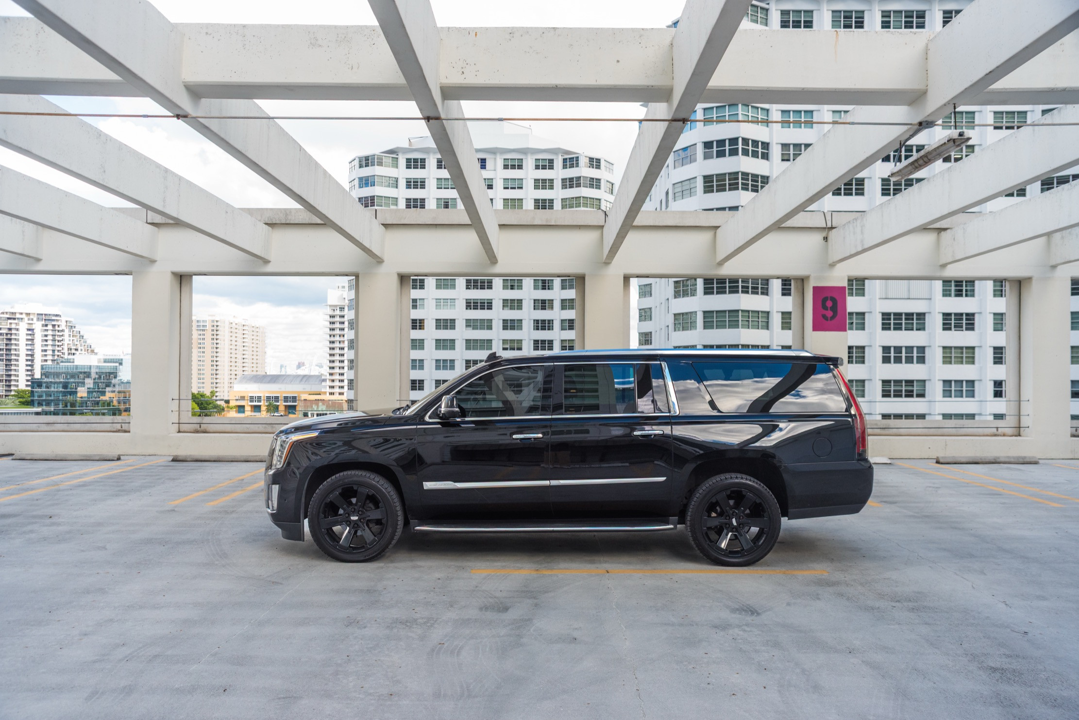 Cadillac Escalade ESV Black — exterior side view