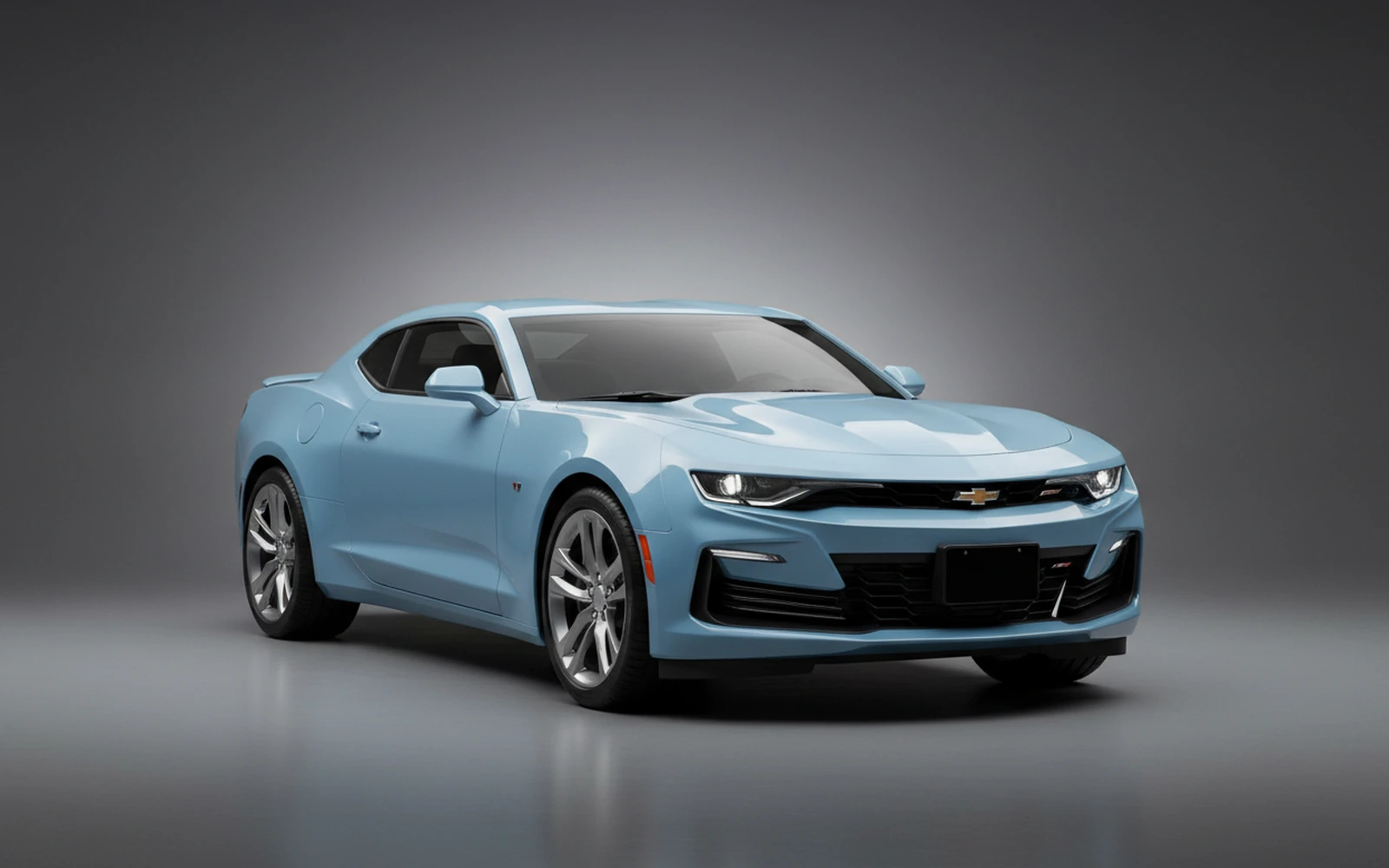 Chevrolet Camaro Light-blue 2022 for rent in Miami — exterior front view
