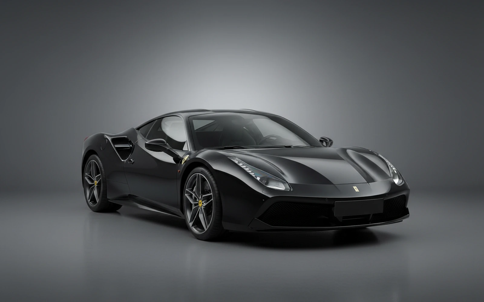 Ferrari 488 GTB Negro 2018 for rent in Miami — exterior front view