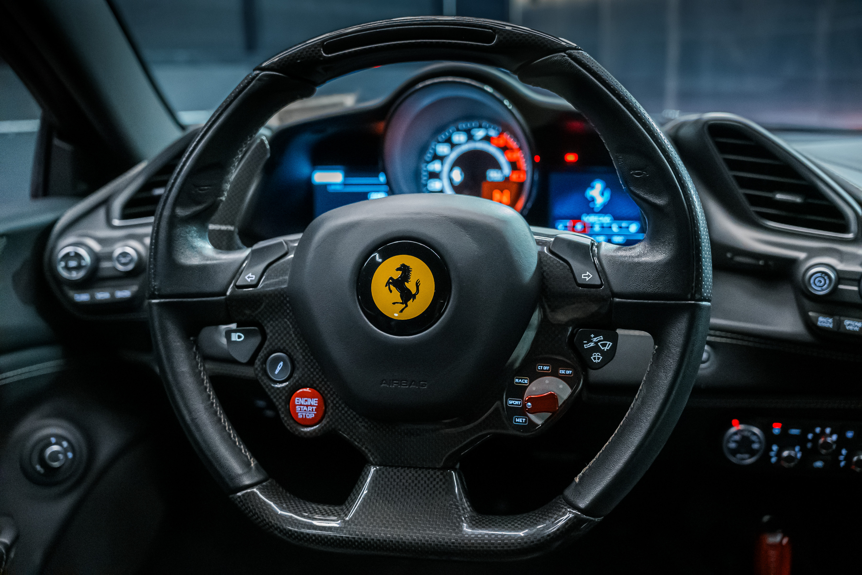 Ferrari 488 GTB Red 2018 — interior dashboard