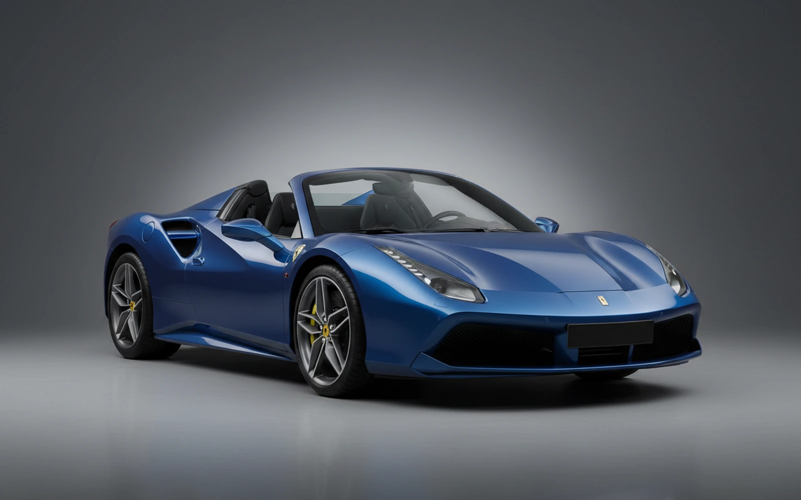 Ferrari 488 Spyder Blue 2018 for rent in Miami — exterior front view