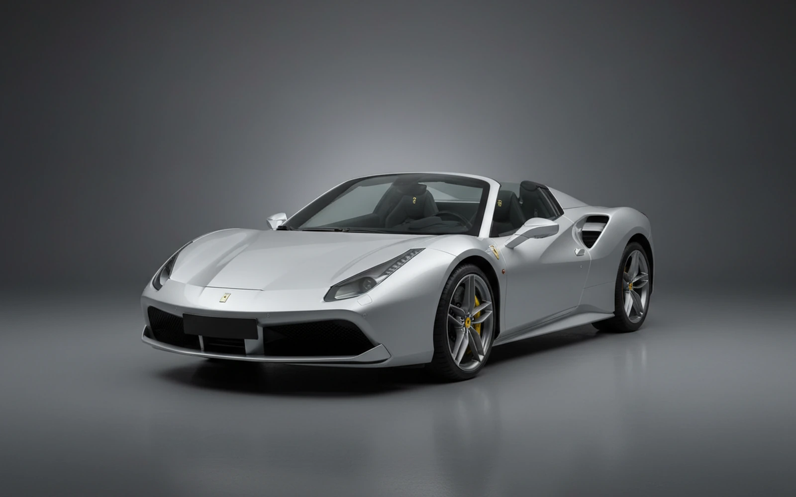 Ferrari 488 Spyder Silver 2018 for rent in Miami — exterior front view