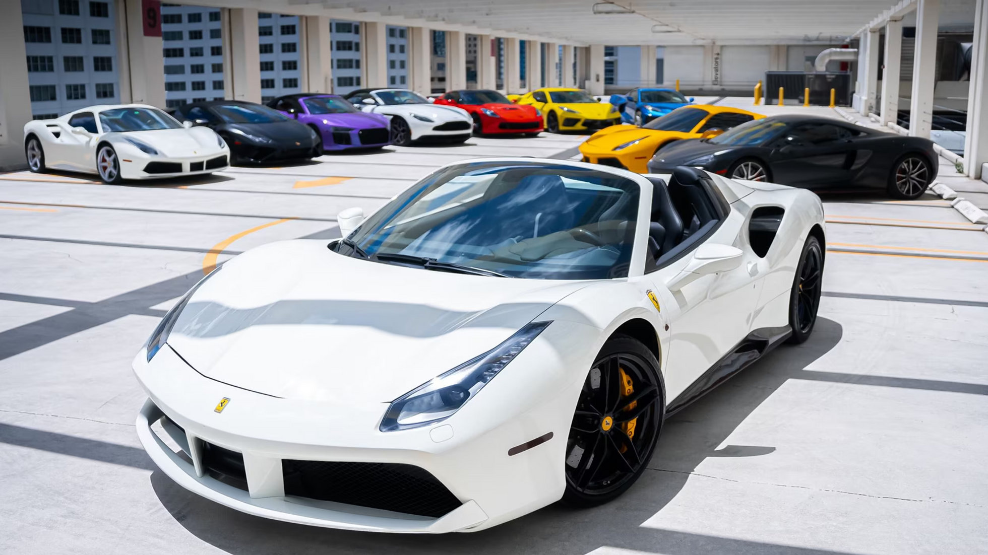 Ferrari 488 Spyder White 2018 for rent in Miami — exterior photo