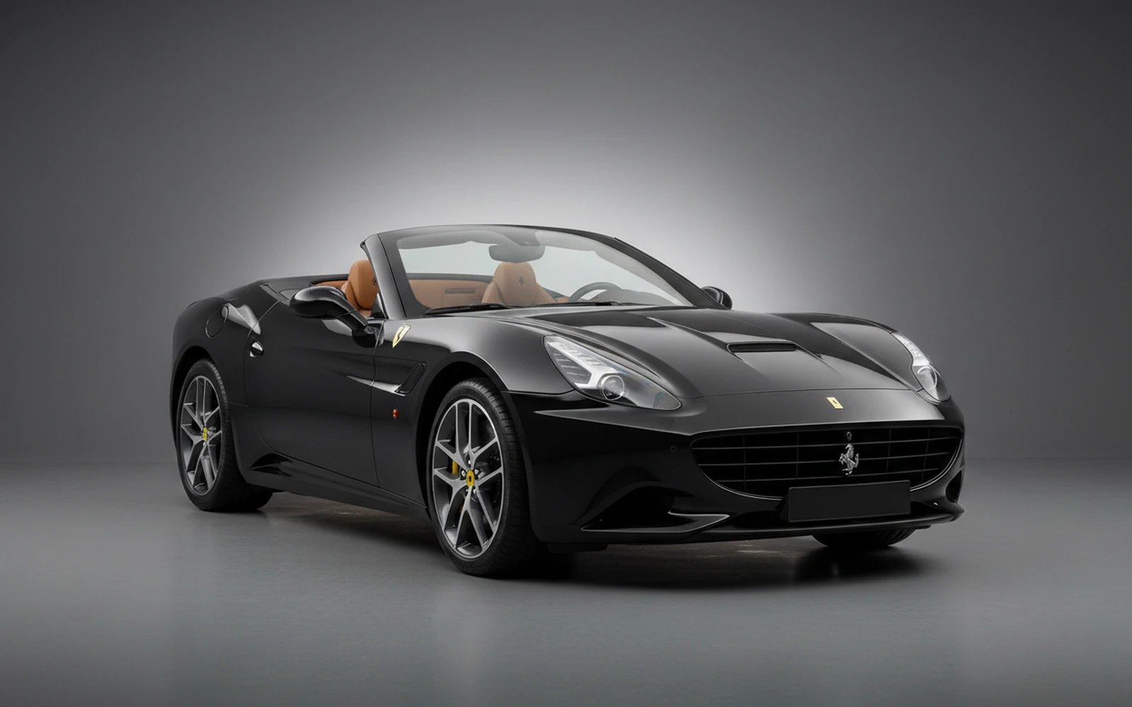 Ferrari California Black 2022 for rent in Miami — exterior front view