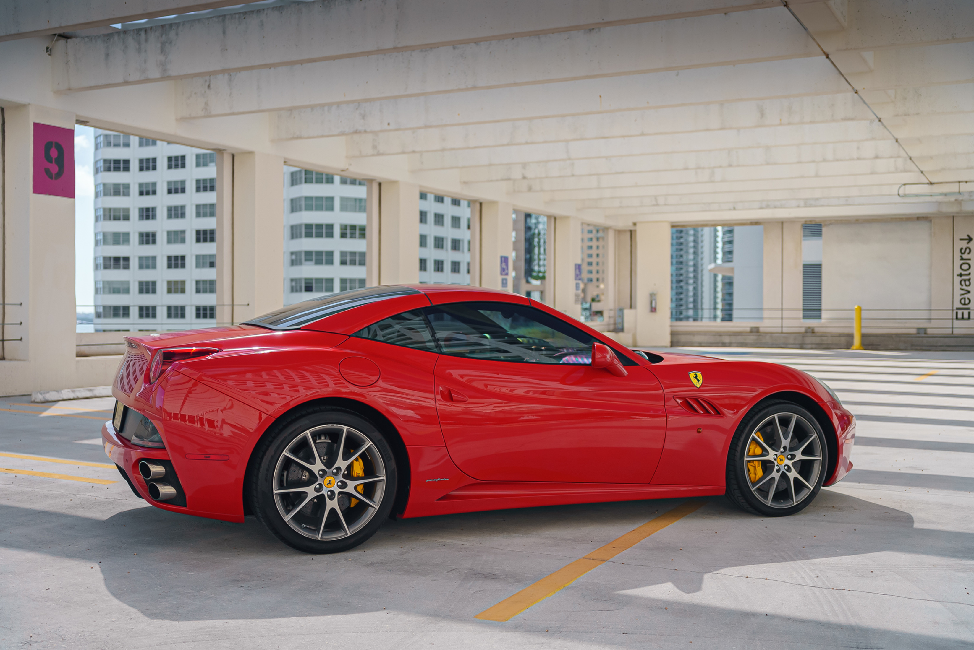 Ferrari California red convertible — exotic open-top rental in Miami