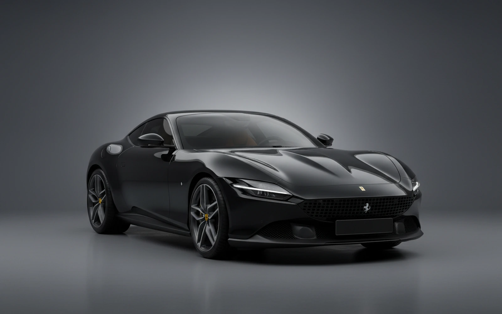 Ferrari Roma Black 2021 for rent in Miami — exterior front view