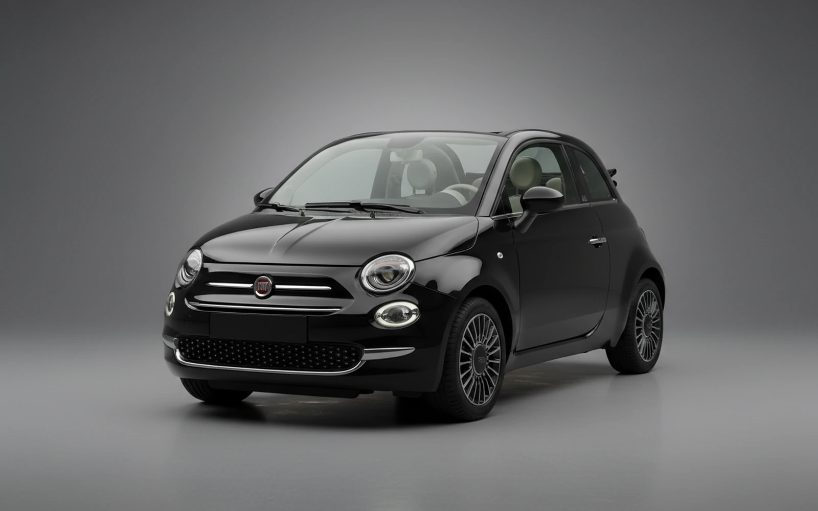Fiat 500 Cabrio Black 2023 for rent in Miami — exterior photo