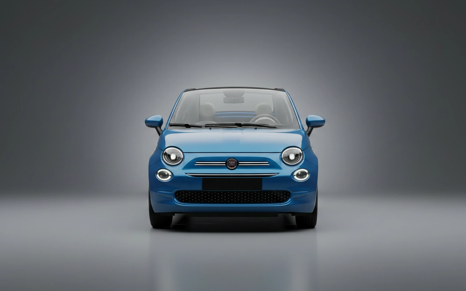 Fiat 500 Cabrio Blue 2023 — exterior side view