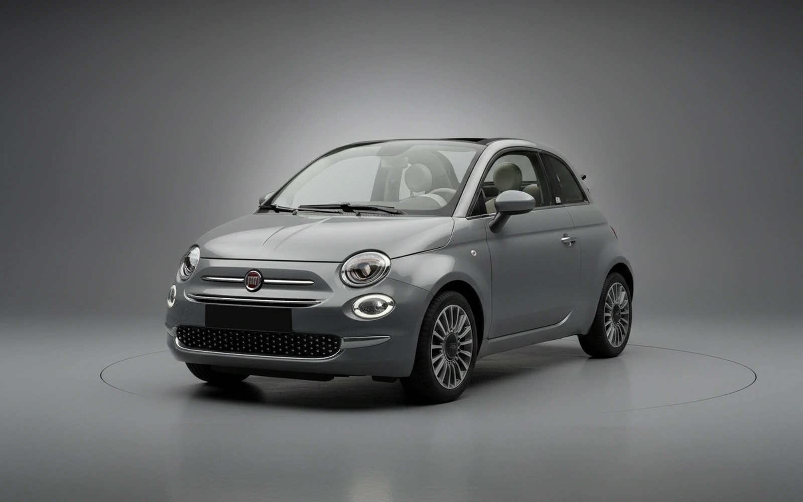 Fiat 500 Cabrio Grey 2023 for rent in Miami — exterior photo