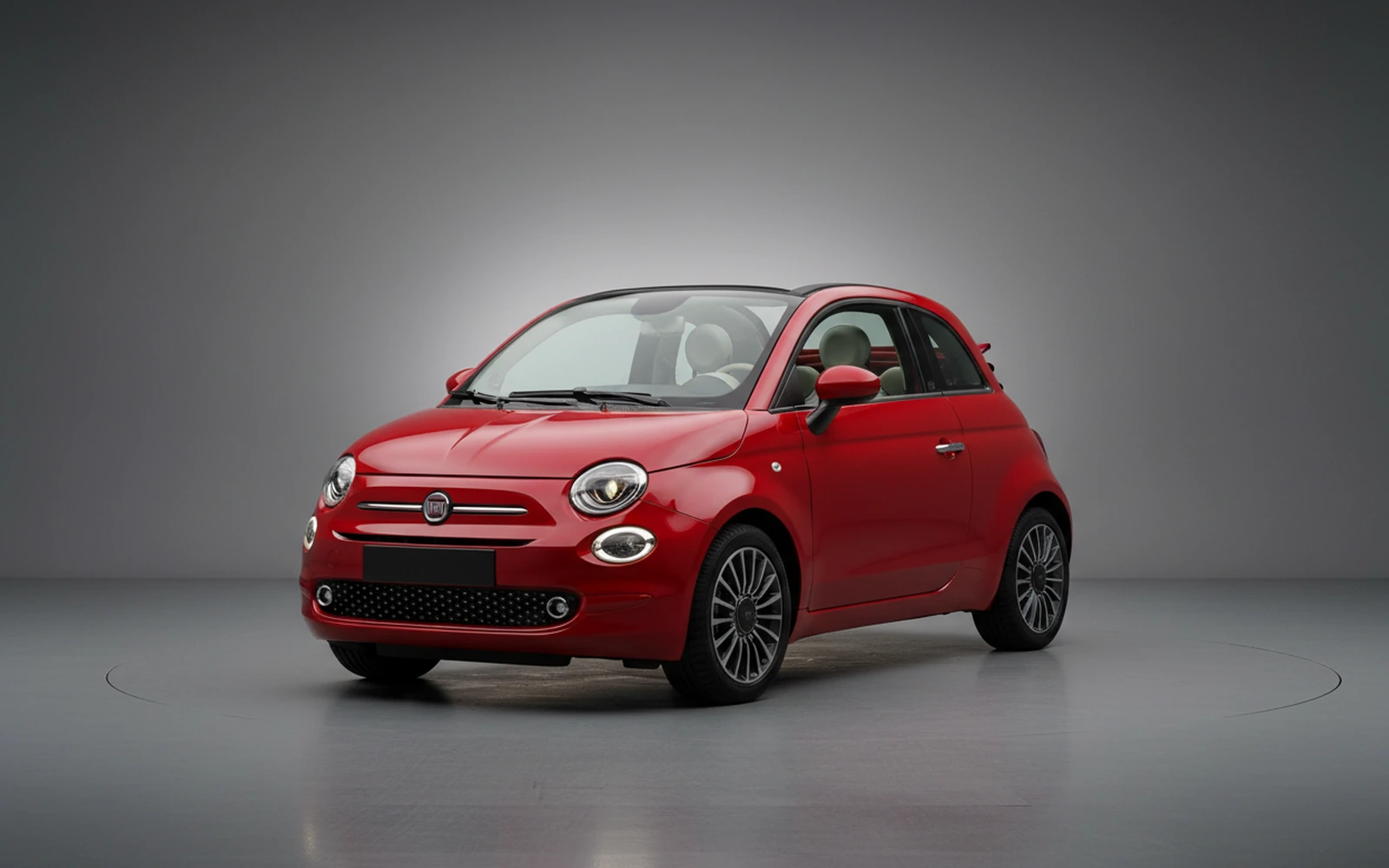Fiat 500 Cabrio Red 2023 for rent in Miami — exterior photo