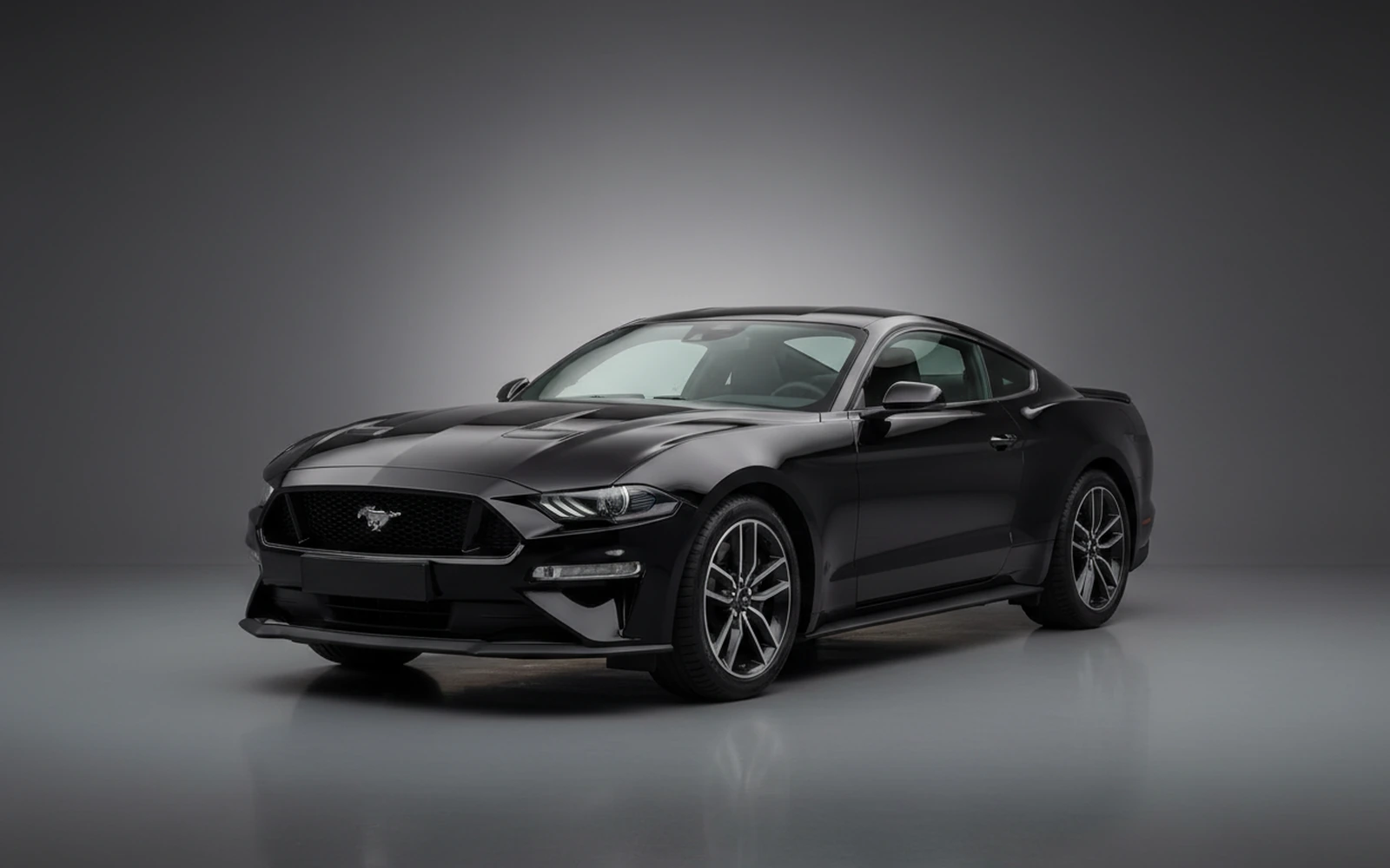 Ford Mustang Black 2022 for rent in Miami — exterior front view