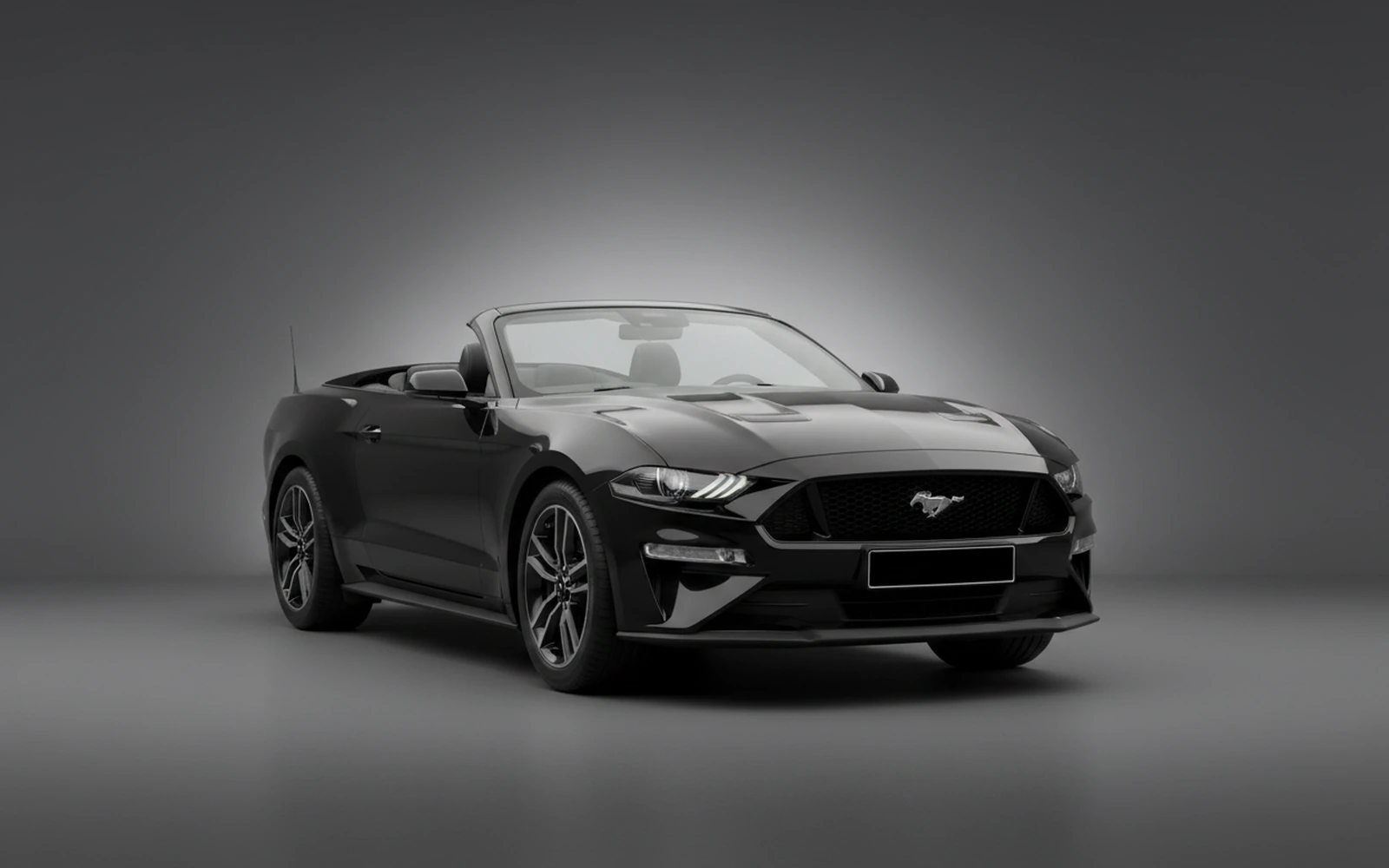 Ford Mustang Convertible D Black 2022 for rent in Miami — exterior front view