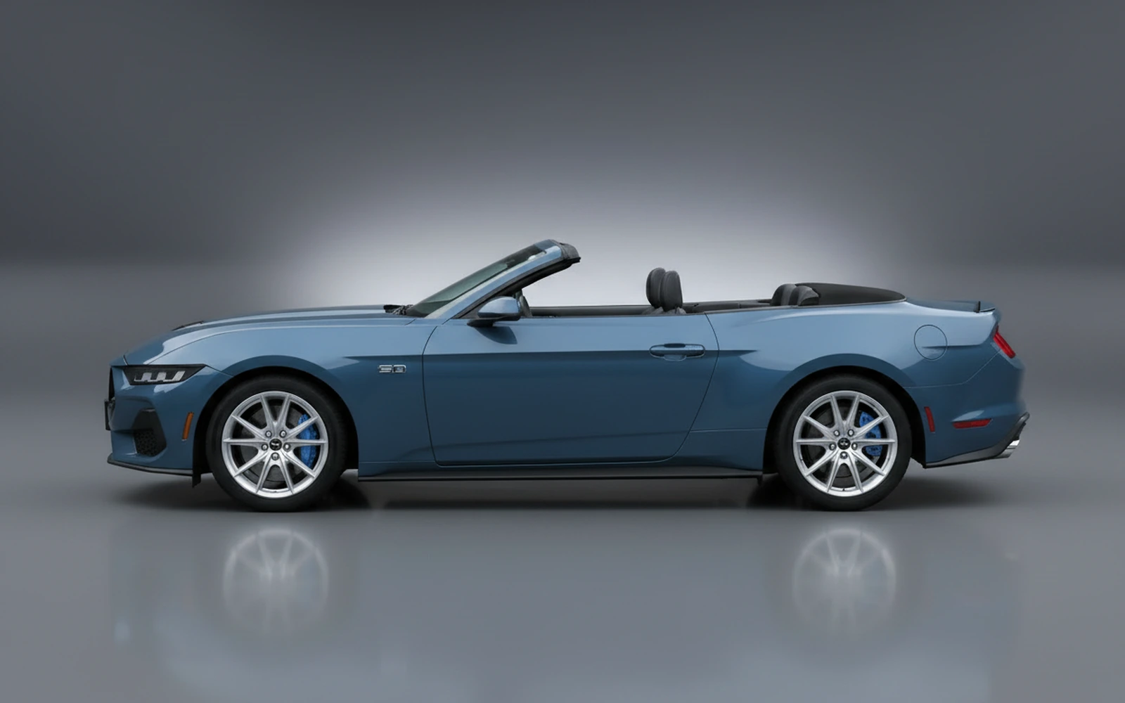 Ford Mustang Convertible Blue 2025 — exterior rear view