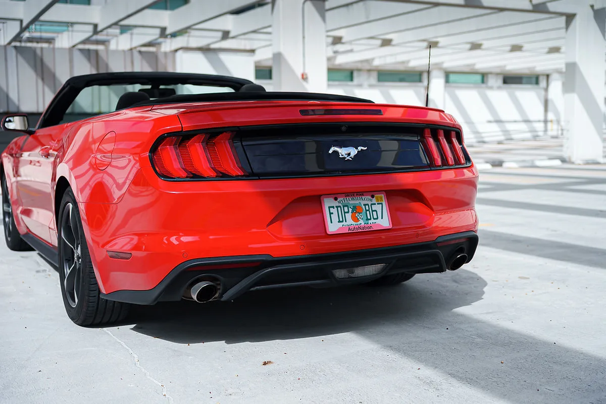 Ford Mustang EcoBoost Red 2022 — exterior rear view