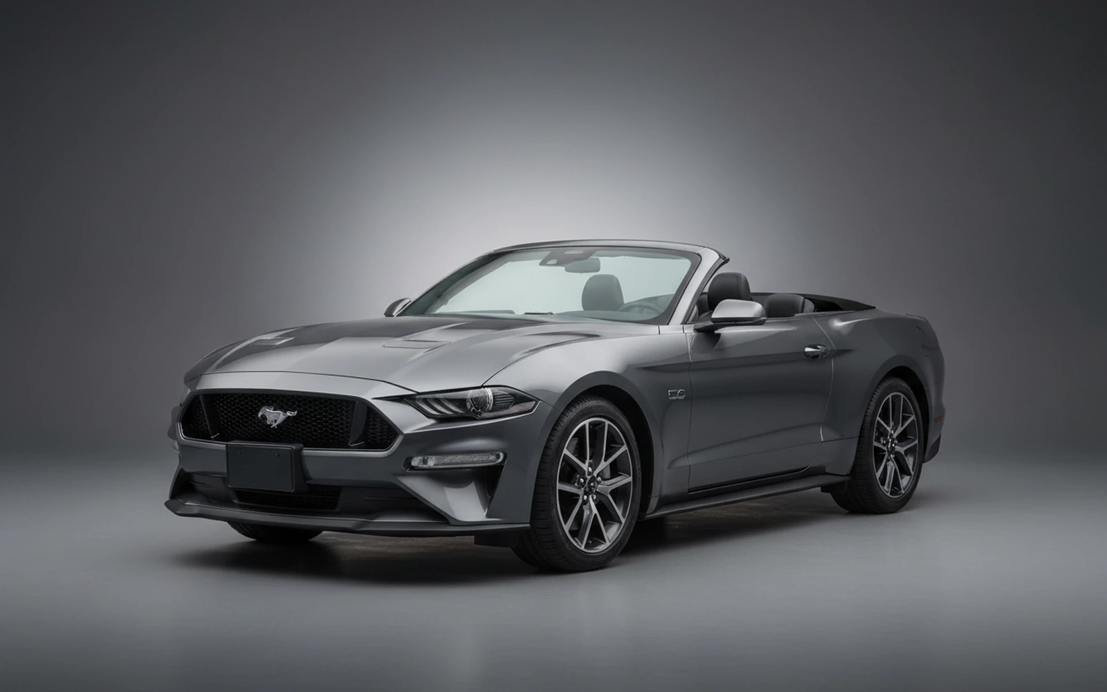 Ford Mustang GT Convertible Grey 2024 for rent in Miami — exterior front view