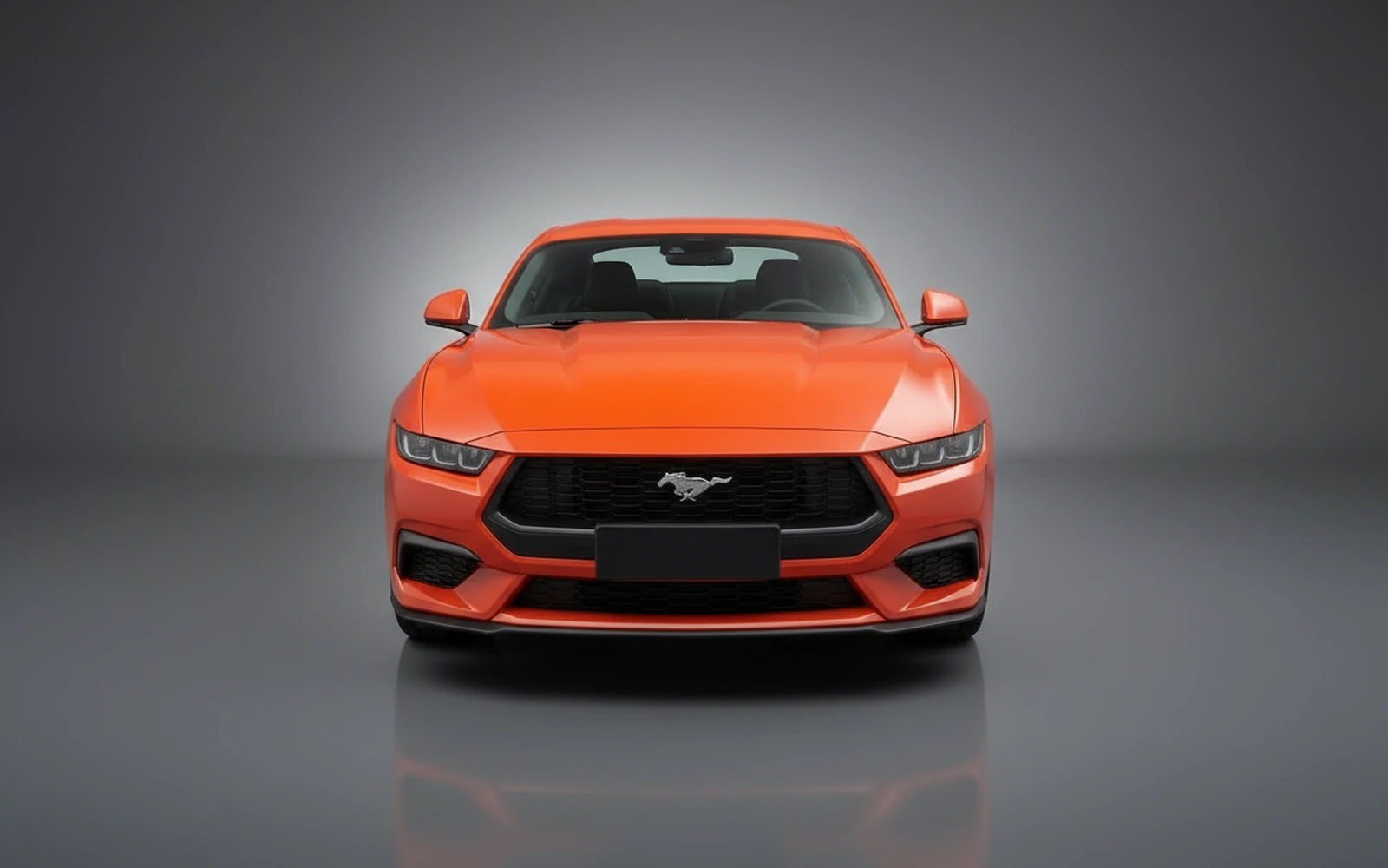 Ford Mustang Black Naranja 2025 — exterior side view