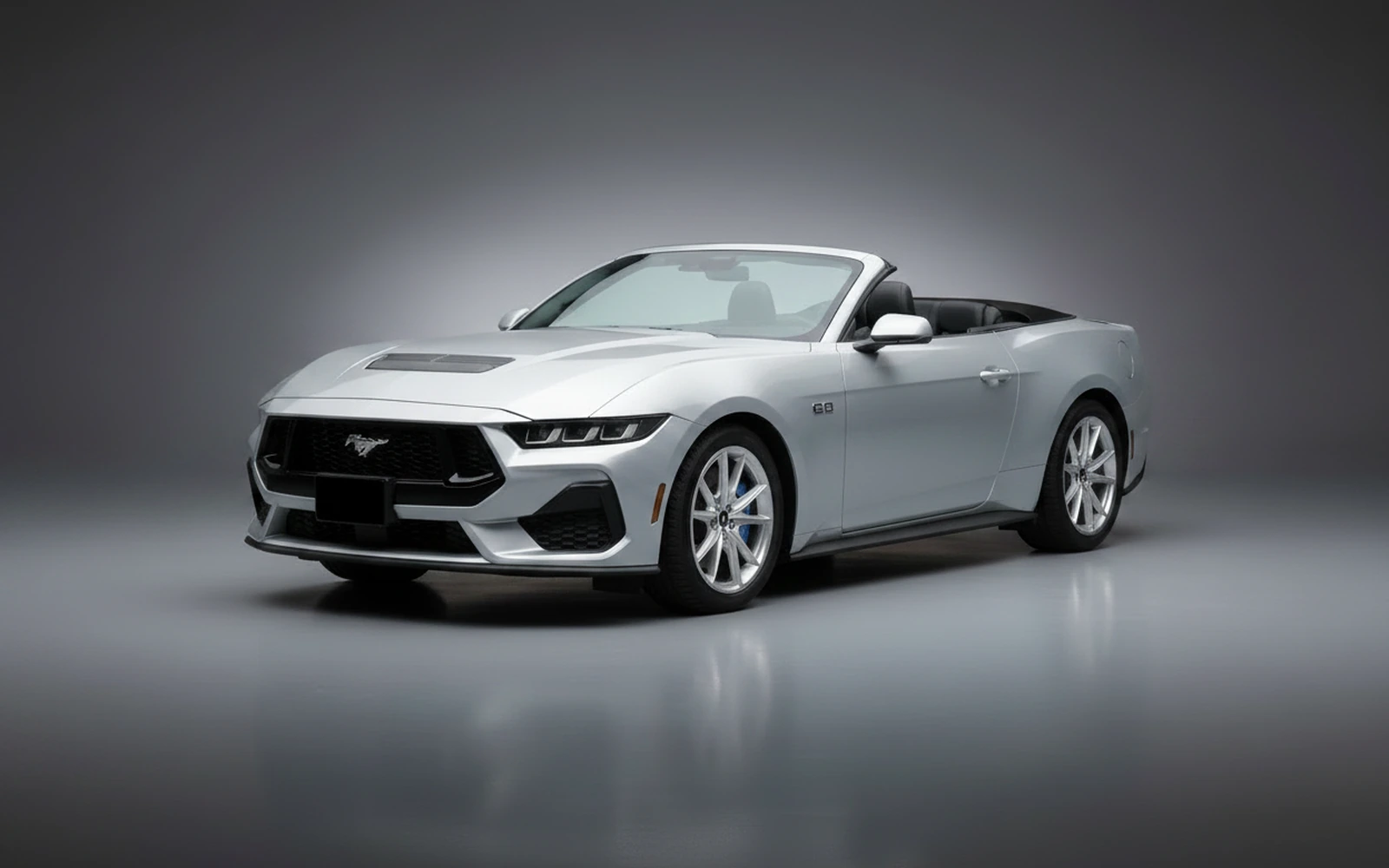 Ford Mustang Convertible Silver 2025 — exterior side view