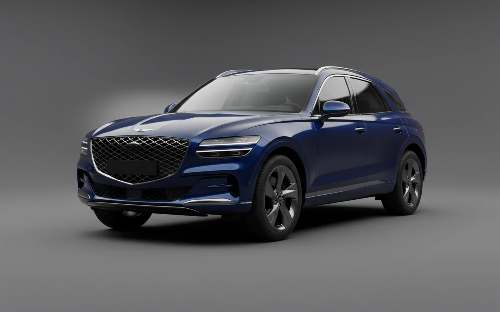Genesis GV70 Blue 2023 for rent in Miami — exterior front view