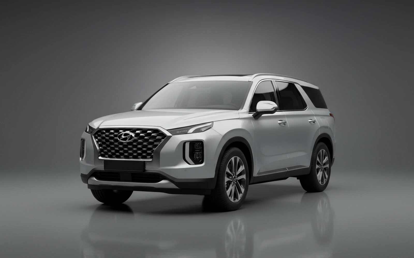 Hyundai Palisade Plata 2025 for rent in Miami — exterior front view