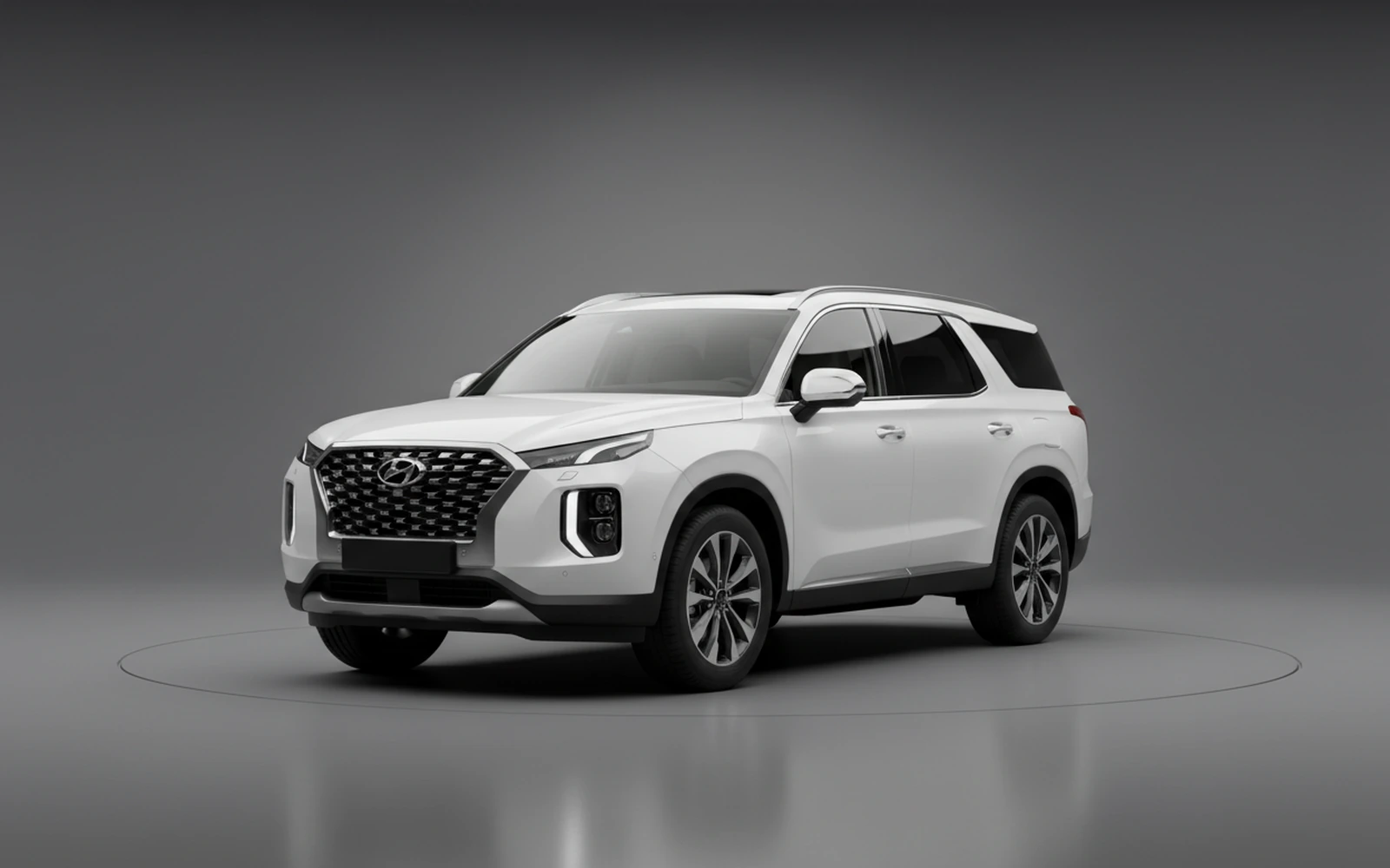 Hyundai Palisade White 2025 for rent in Miami — exterior front view