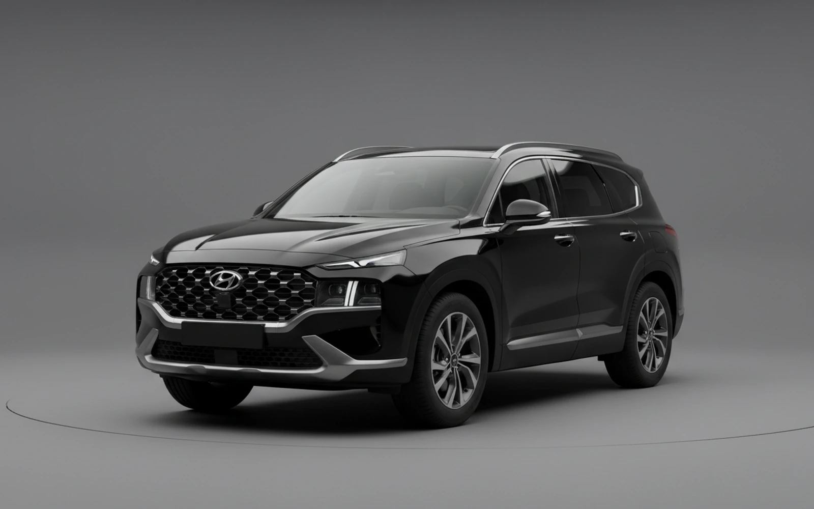 Hyundai Santa Fe Black 2024 for rent in Miami — exterior photo