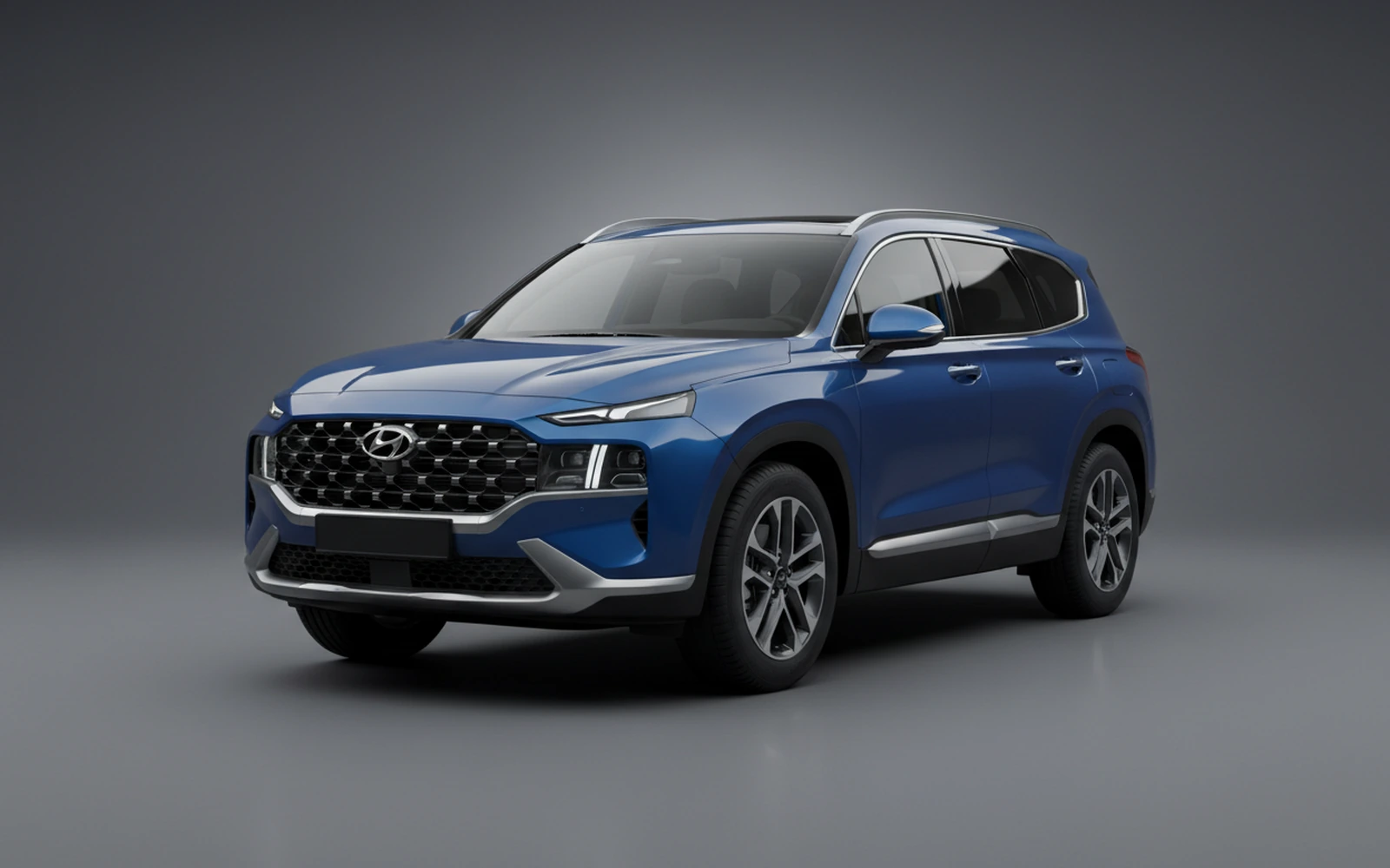 Hyundai Santa Fe Blue 2025 for rent in Miami — exterior photo