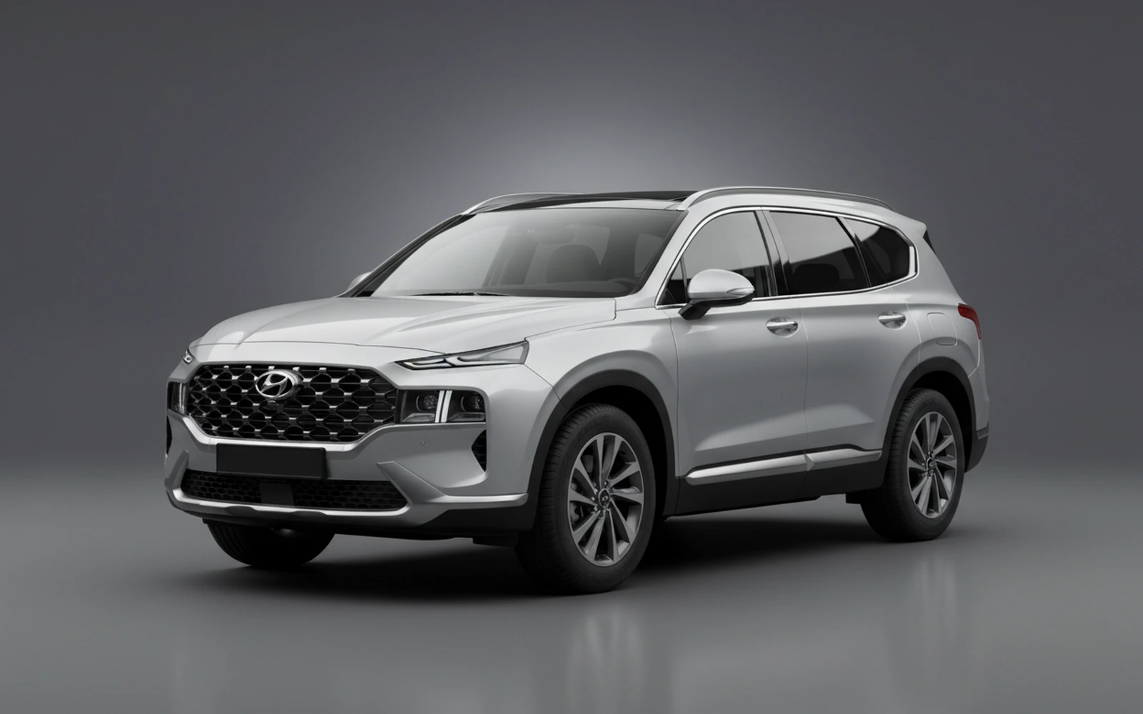 Hyundai Santa Fe Silver 2024 for rent in Miami — exterior photo