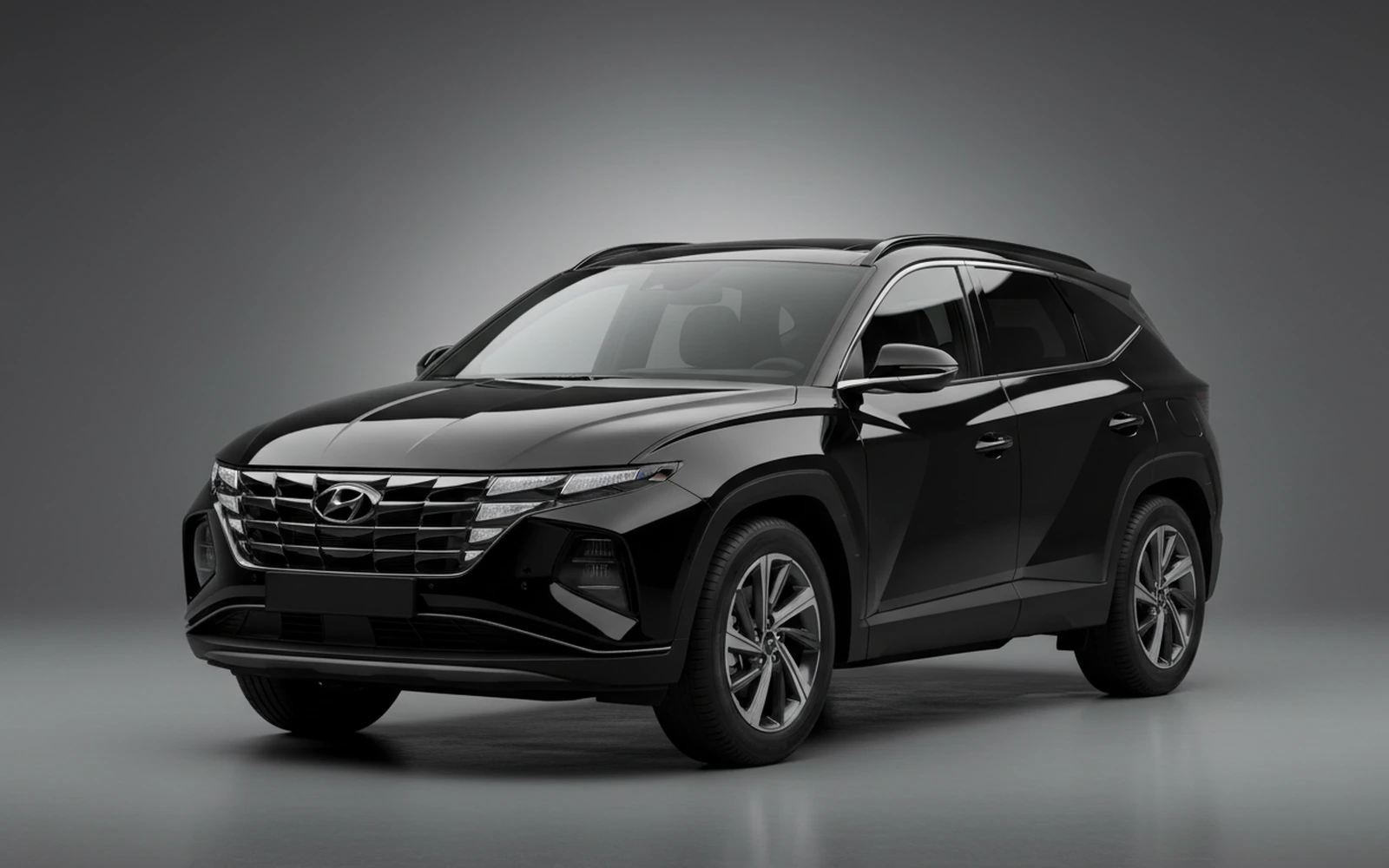 Hyundai Tucson Negro 2025 for rent in Miami — exterior front view