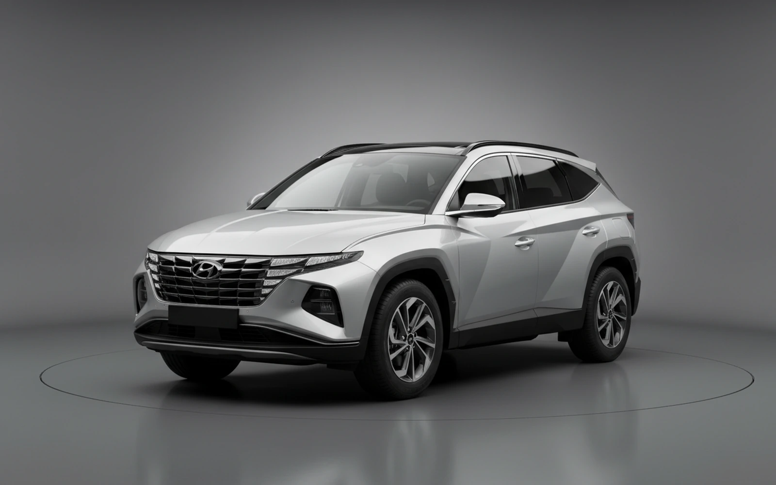 Hyundai Tucson Plata 2025 for rent in Miami — exterior front view