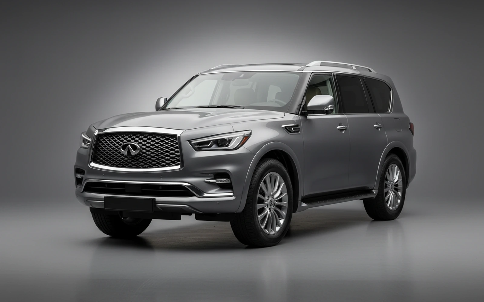 Infiniti Qx 80 Grey 2022 for rent in Miami — exterior front view