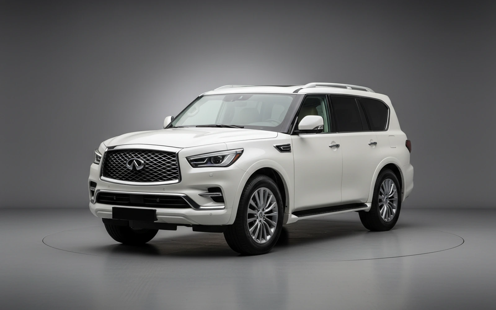 Infiniti Qx 80 White 2022 for rent in Miami — exterior front view
