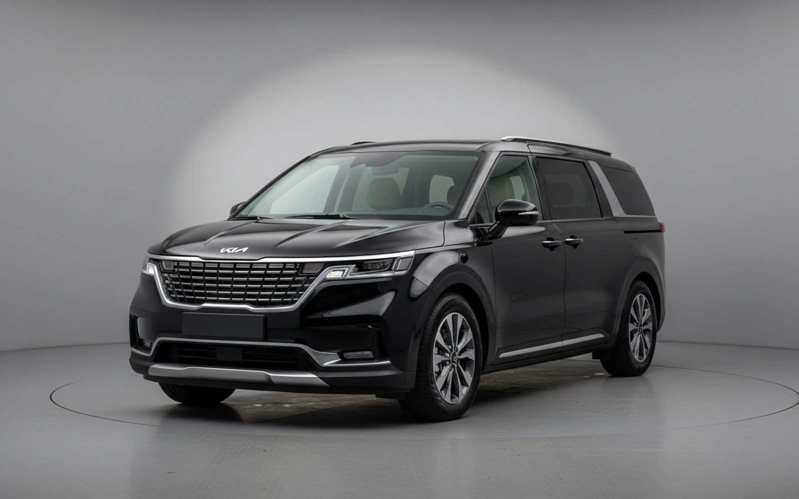 Kia Carnival Grey Blue Negro 2023 for rent in Miami — exterior front view