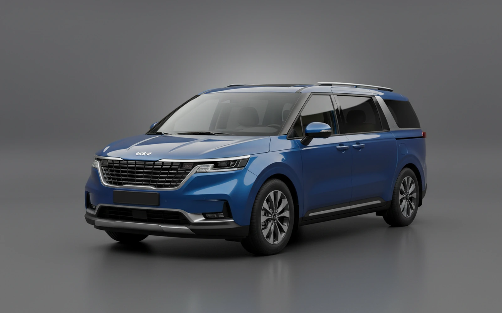 Kia Carnival Grey Blue Blue 2023 for rent in Miami — exterior front view