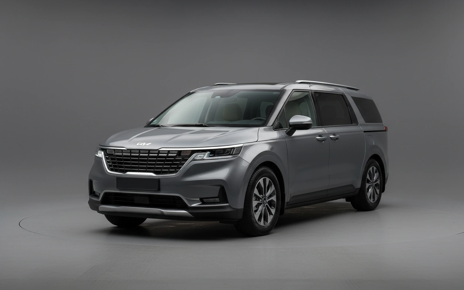 Kia Carnival Grey Blue Grey 2023 for rent in Miami — exterior front view