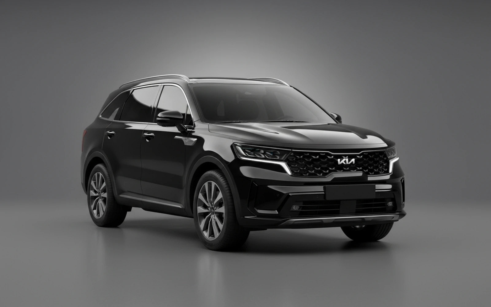 Kia Sorento Negro 2023 for rent in Miami — exterior front view