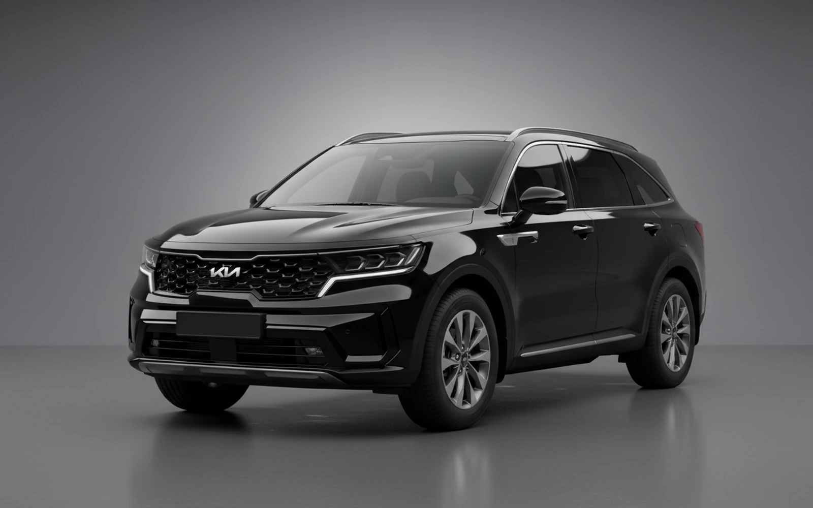 Kia Sorento Black 2024 for rent in Miami — exterior front view