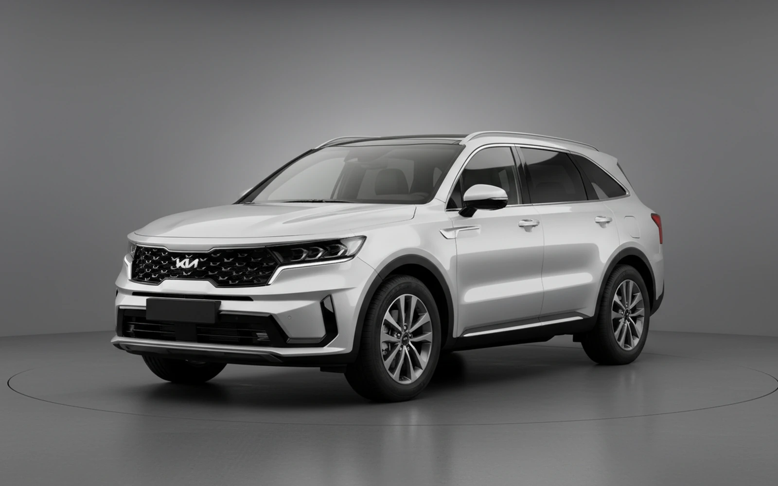 Kia Sorento Silver 2023 for rent in Miami — exterior front view