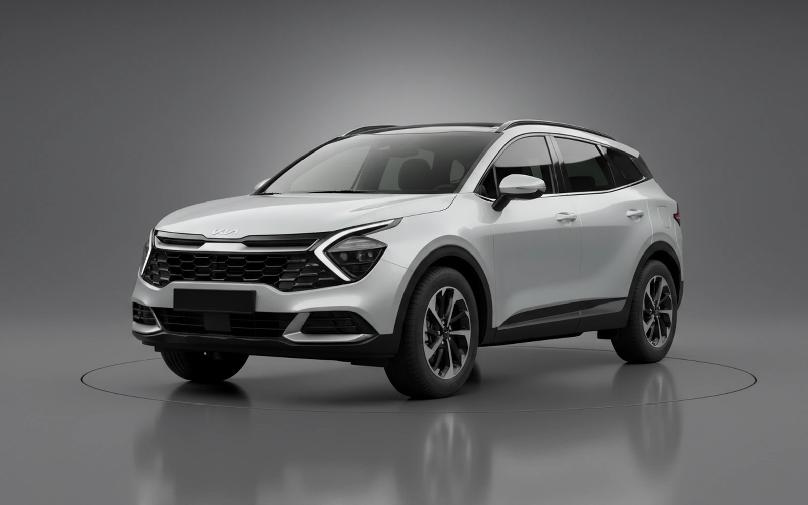Kia Sportage Silver 2024 for rent in Miami — exterior front view