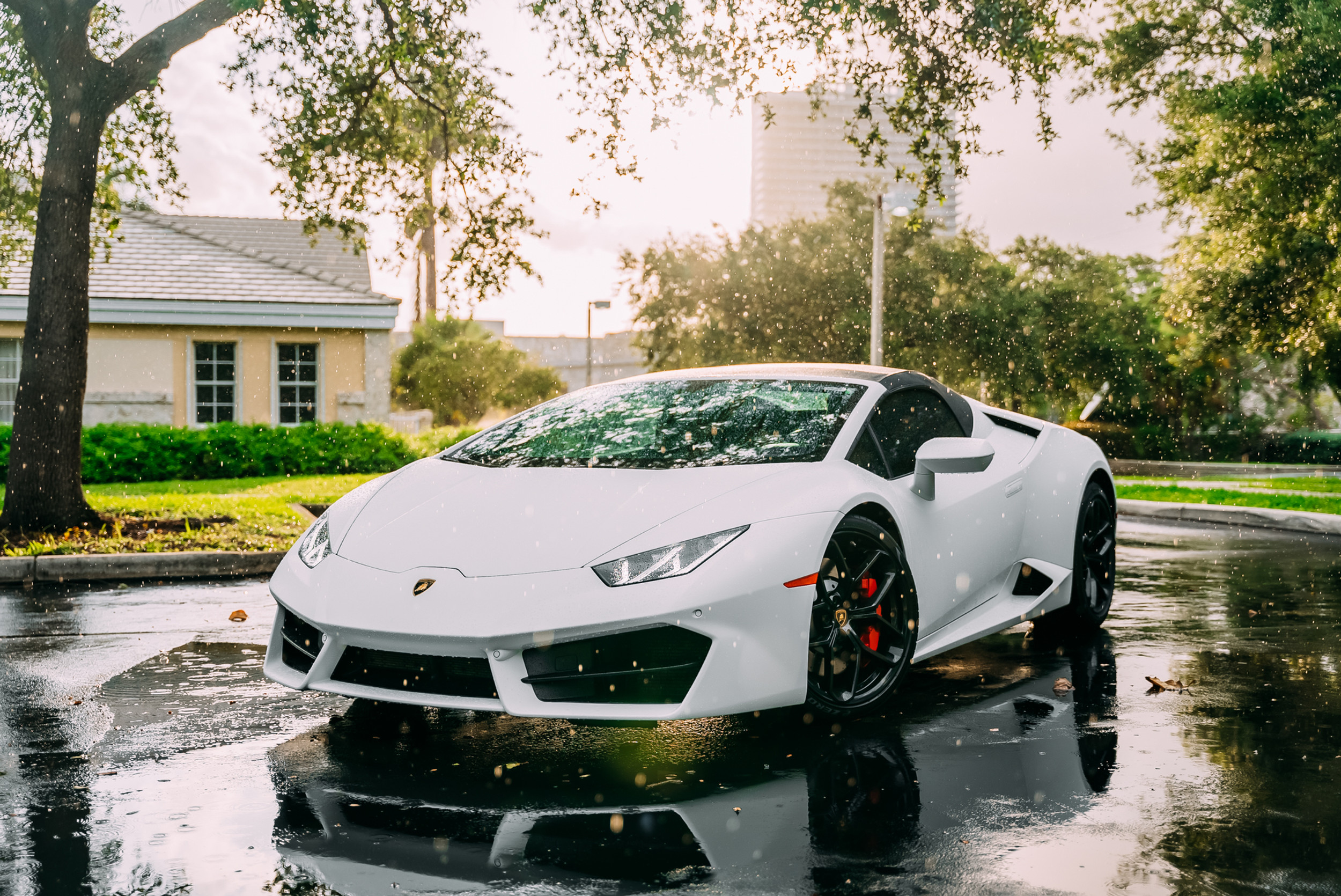 Lamborghini Huracan Green for rent in Miami — exterior photo