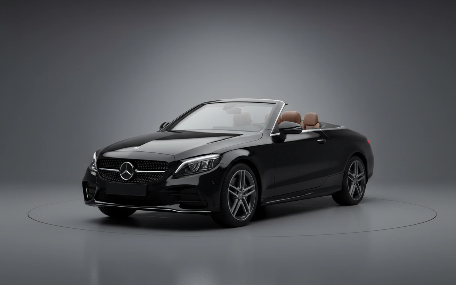 Mercedes-Benz C300 Convertible Black 2022 for rent in Miami — exterior front view