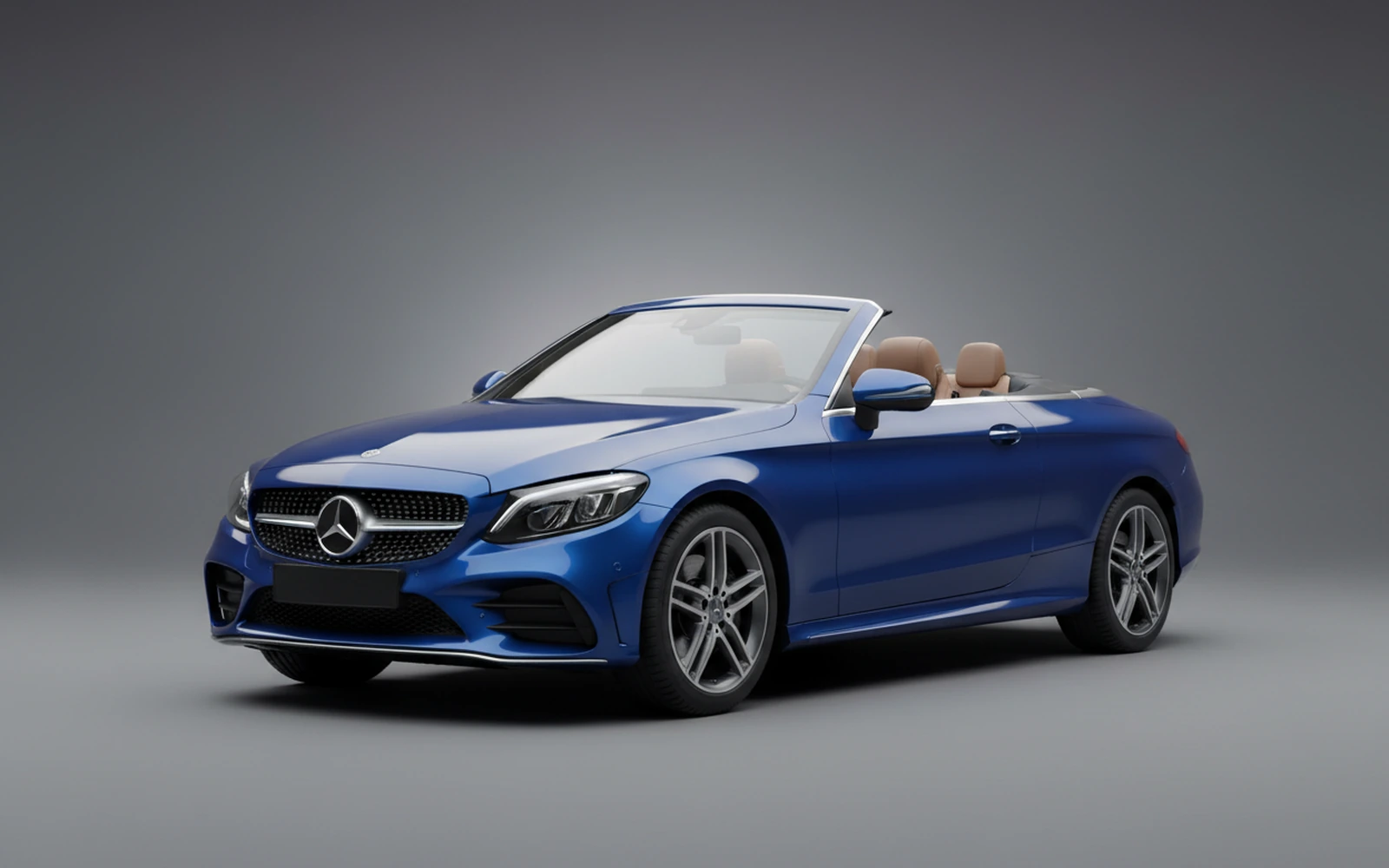 Mercedes-Benz C300 Convertible Blue 2022 for rent in Miami — exterior front view