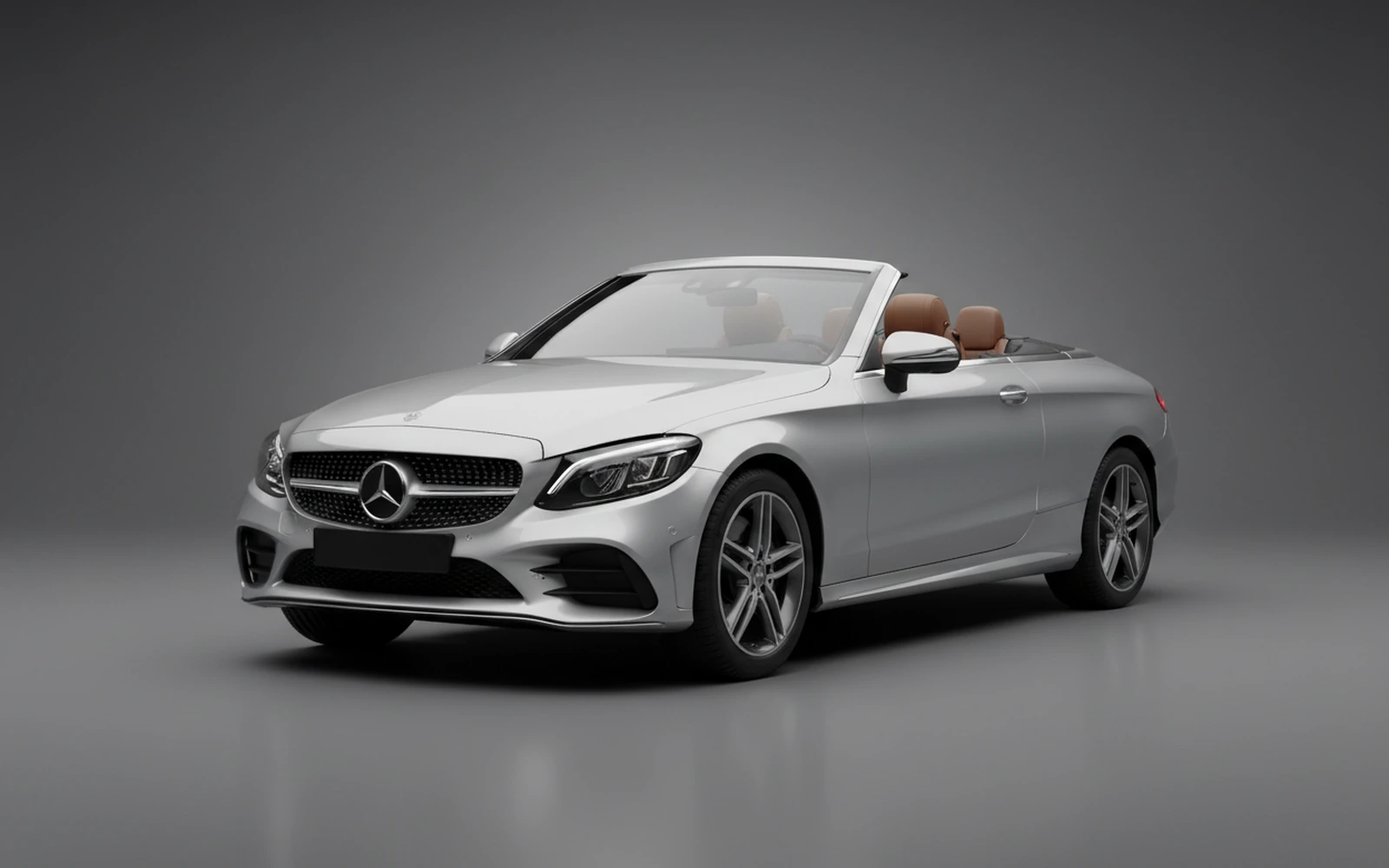 Mercedes-Benz C300 Convertible Silver 2022 for rent in Miami — exterior front view