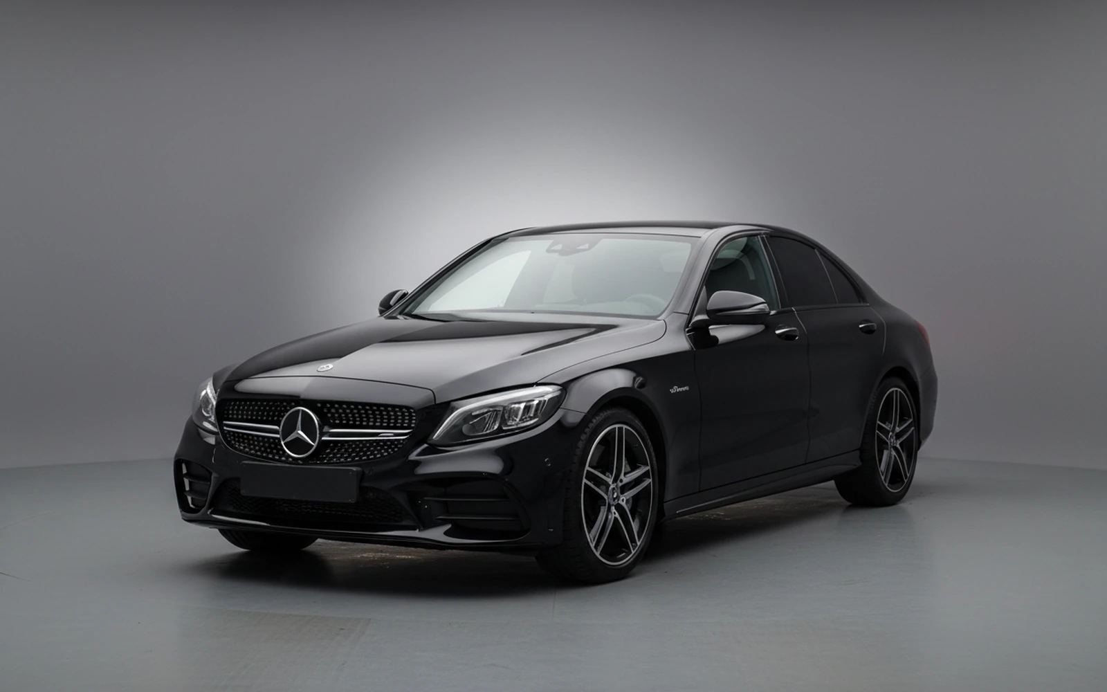 Mercedes-Benz C43 AMG Black 2022 for rent in Miami — exterior front view