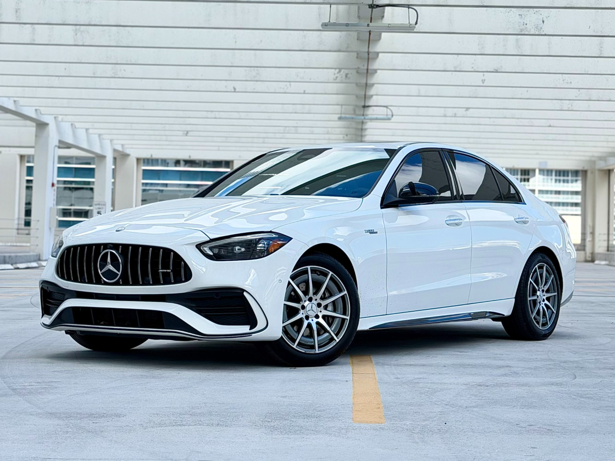 Mercedes-Benz C43 AMG White for rent in Miami — exterior photo