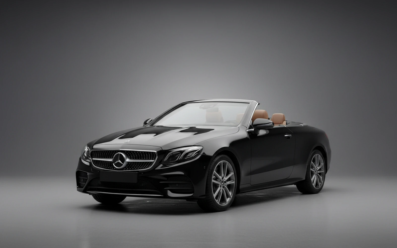Mercedes-Benz E450 Convertible Black 2023 for rent in Miami — exterior front view