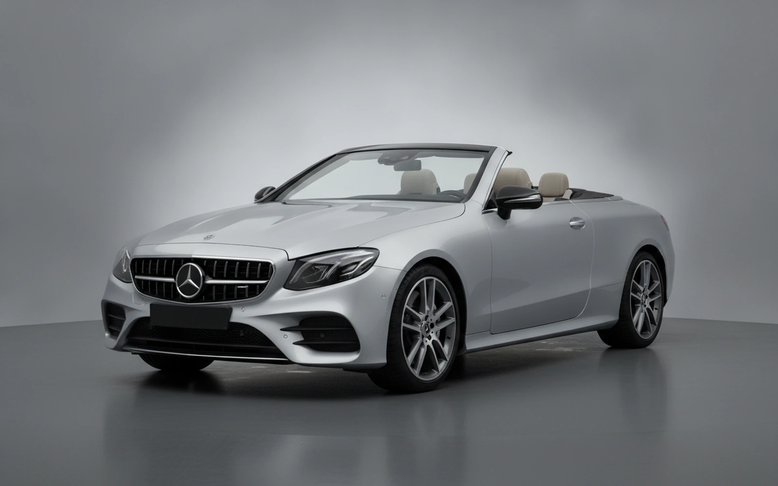 Mercedes-Benz E53 AMG Convertible Silver 2022 for rent in Miami — exterior front view
