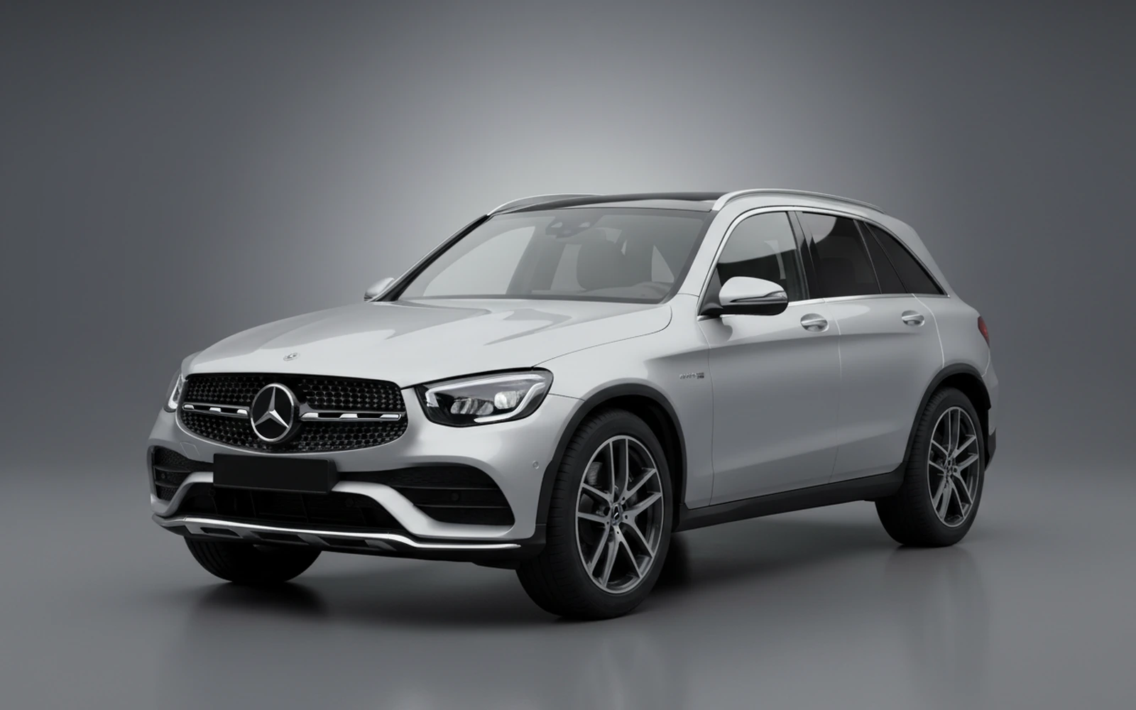 Mercedes-Benz GLC43 AMG Yellow Silver 2022 for rent in Miami — exterior front view